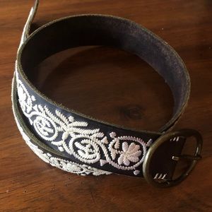Lucky Brand Embroidered Leather Belt